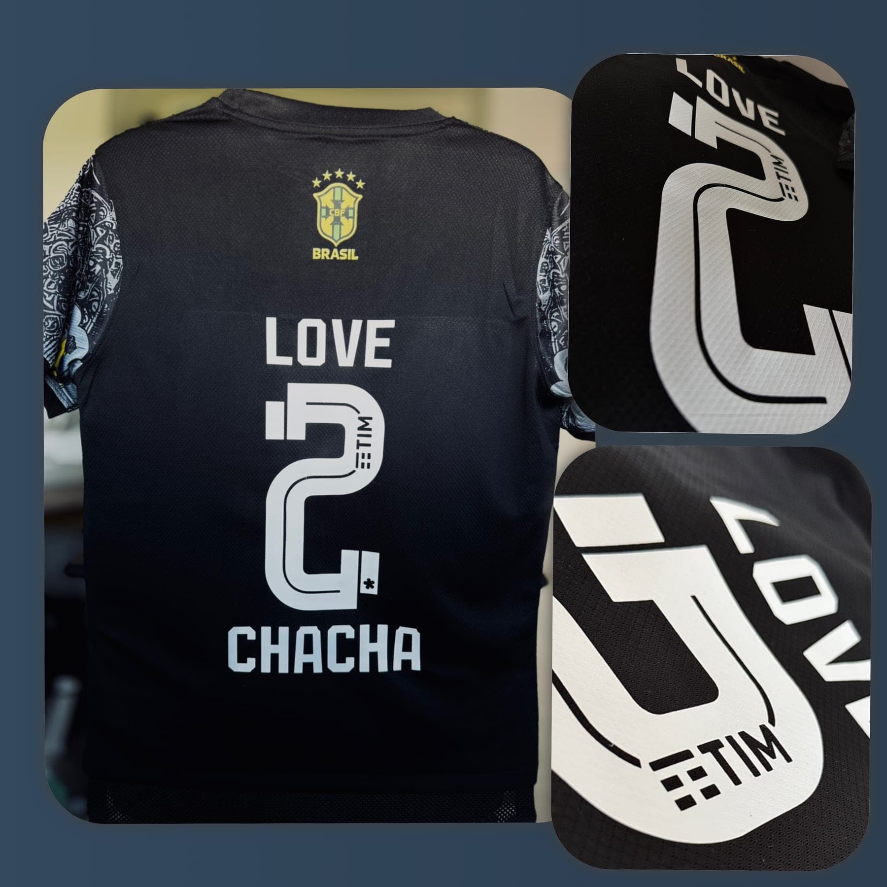 Maillot de football floqué d'un nom et d'un numéro, avec détails du marquage